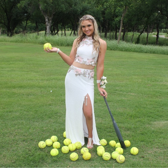 Beautiful prom dress. Worn once (4 hours). Beaded. Smoke free home. - Picture 8 of 10